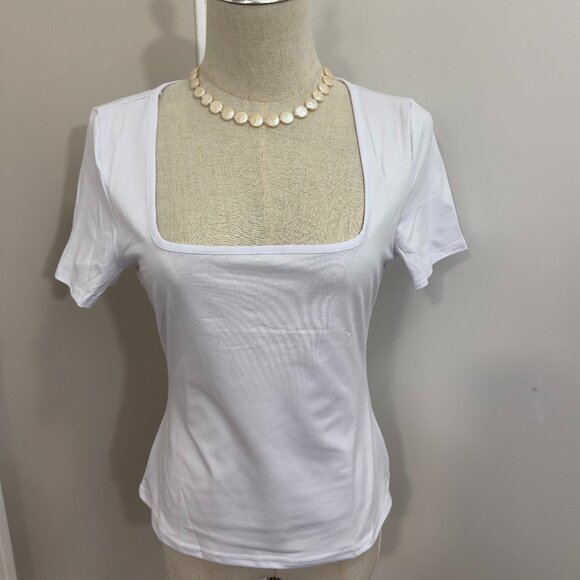 5PCS/$25 Womens Square Neck Top Summer Casual Fitted Basic Tshirt - Picture 2 of 16